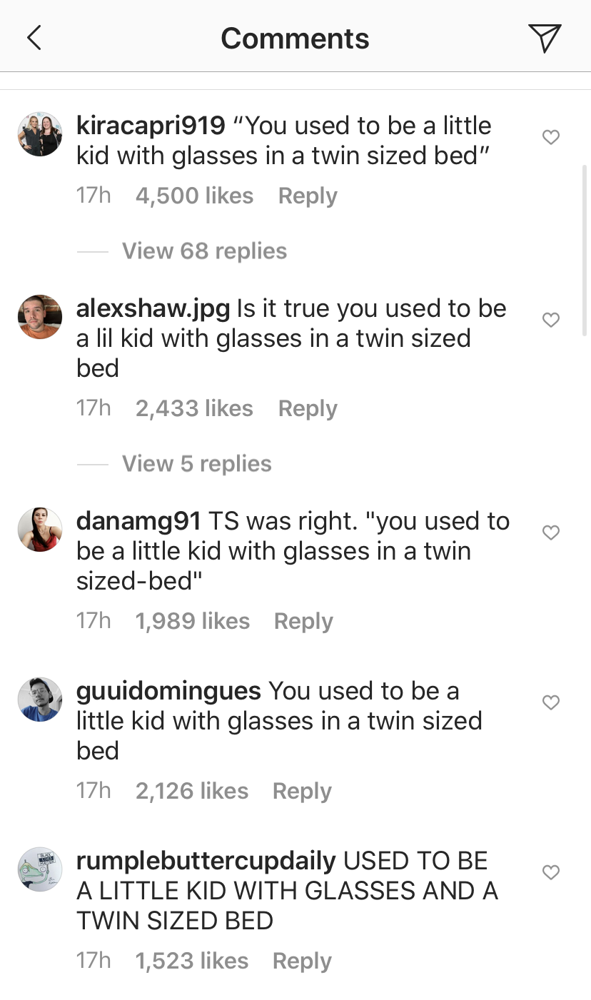 Screenshot on an Instagram comment