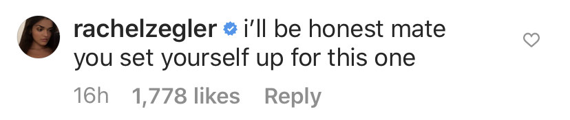 Screenshot on an Instagram comment