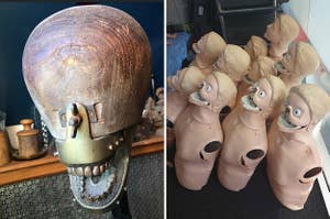 A creepy old dental dummy, and a bunch of CPR dolls without faces