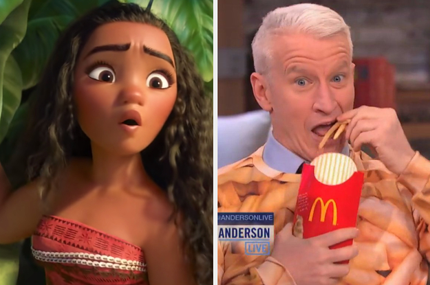 On the left, Moana singing