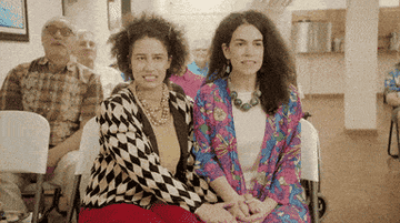 Gif of Abbi and Ilana from &quot;Broad City&quot; looking shocked