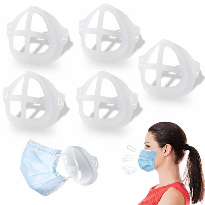 white plastic concave structures that go under the mask