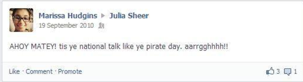 person on facebook talking like a pirate