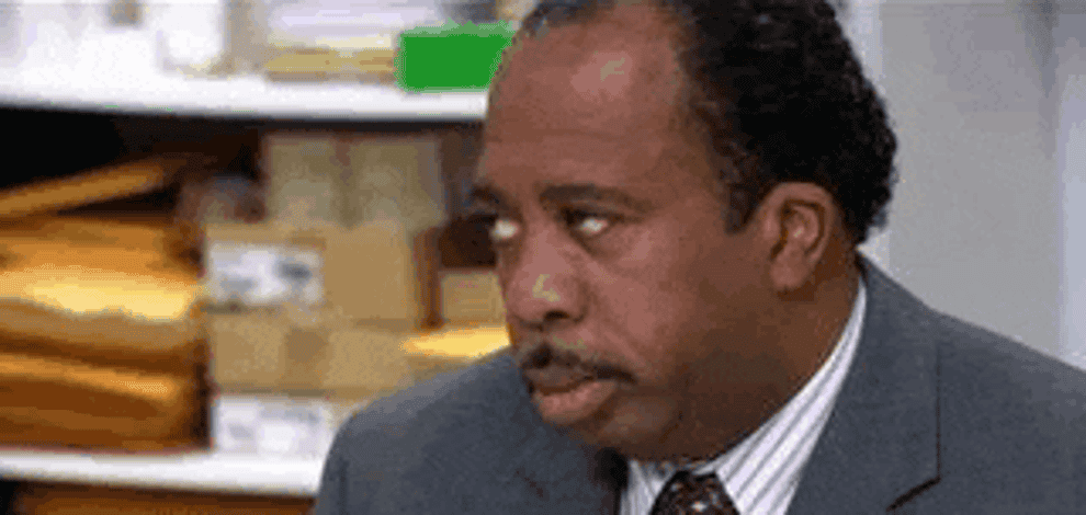 Stanley from The Office rolling his eyes