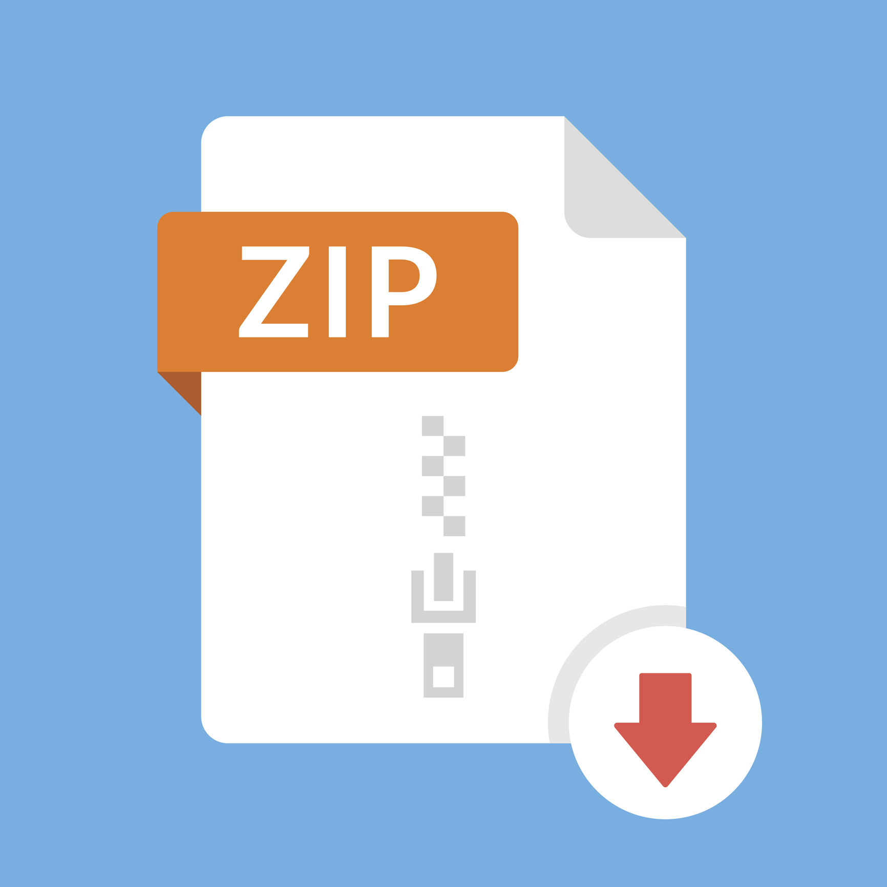 A stock image of a zip file being downloaded 