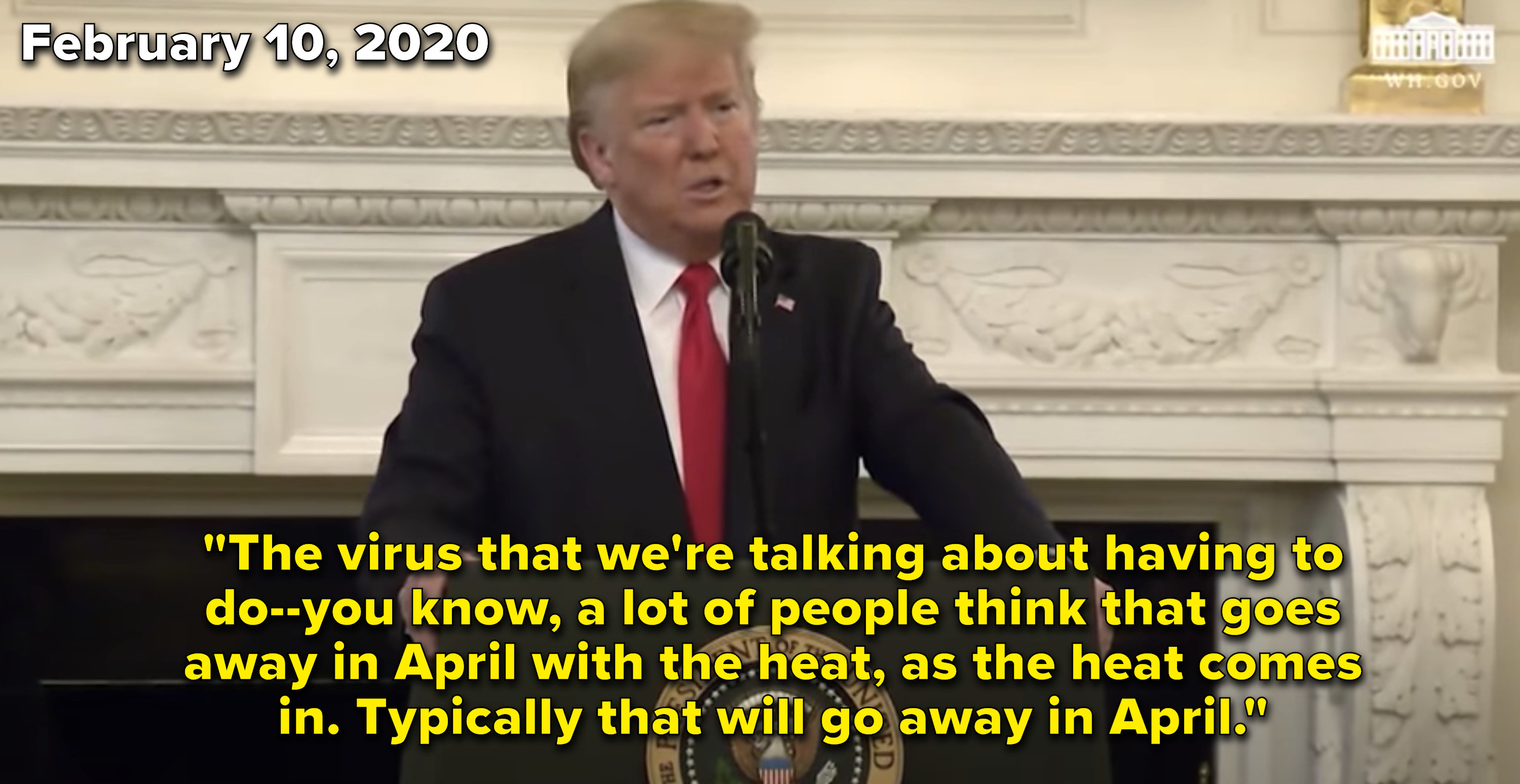 Trump lying to reporters at the White House about the coronavirus