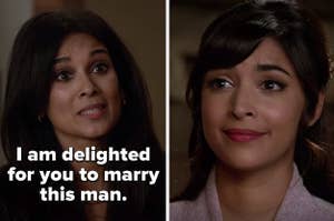 On New Girl, Cece's mother telling her she's delighted for Cece to marry Schmidt