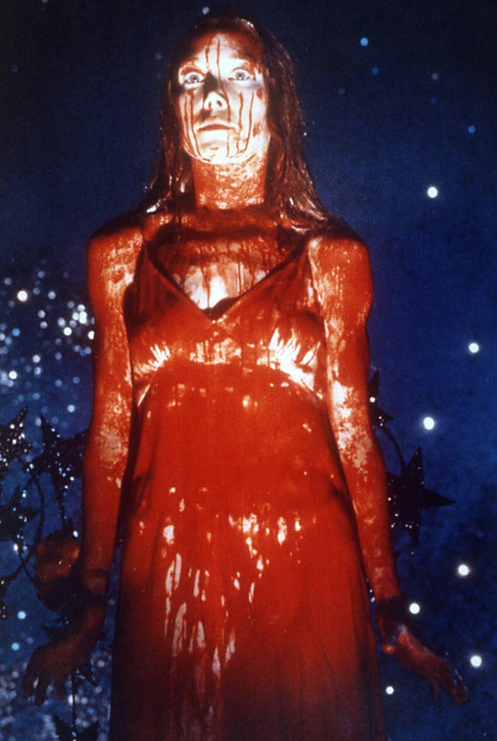 Carrie White at prom covered in pig blood