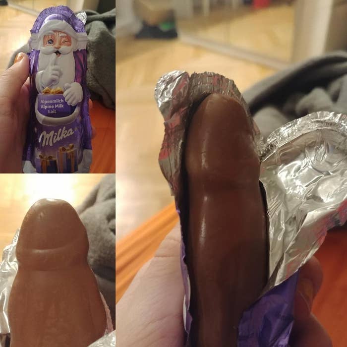 a chocolate treat that is supposed to look like santa but actually resembles a penis
