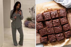 Kim Kardashian in pjs and brownies.