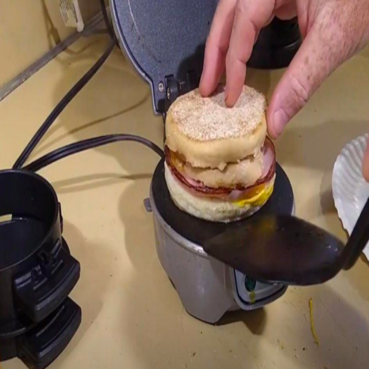 a reviewer's photo of the sandwich maker in use