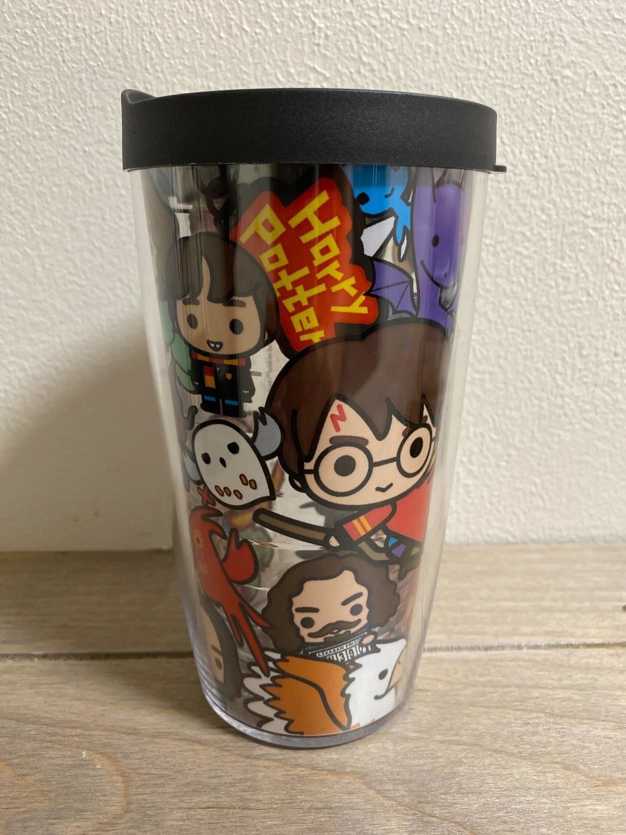 Reviewer photo of the tumbler, featuring cute Harry Potter-themed graphics