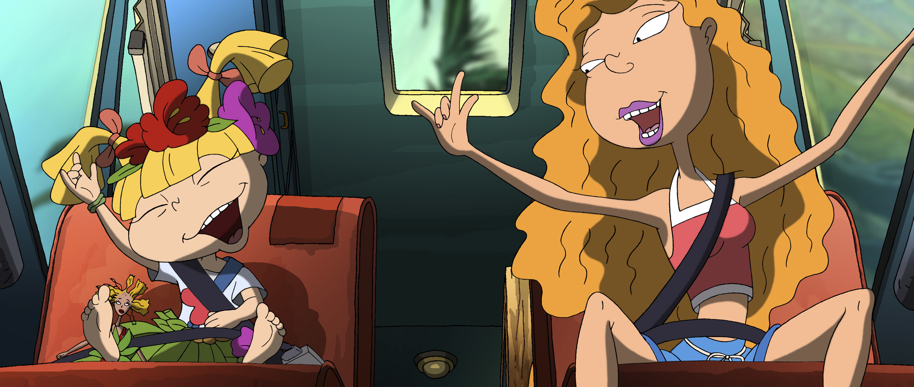 Debbie from &quot;The Wild Thornberrys&quot; drives Angelica from &quot;Rugrats&quot; while singing to the radio