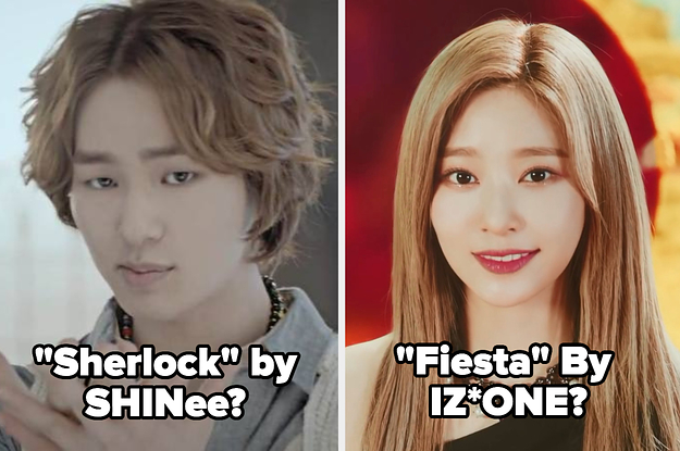 Images of Onew from Shinee and Minju from IZONE