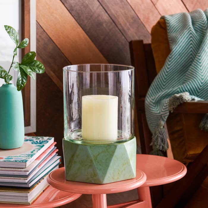 The green candle holder