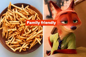 Family friendly with zootopia screenshot and french fries