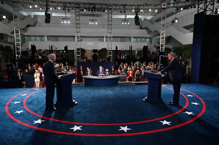 Biden and Trump on the first debate stage