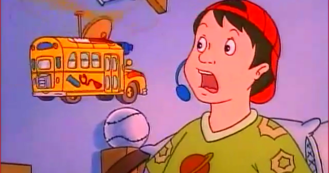 Ralphie swallowing the bus on The Magic School Bus