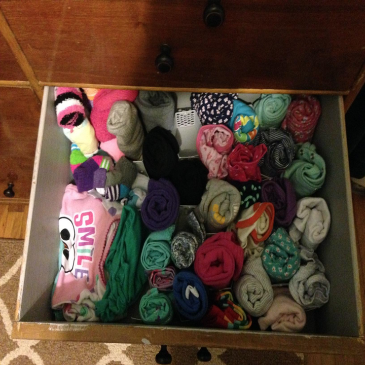 The product when used to organize a drawer
