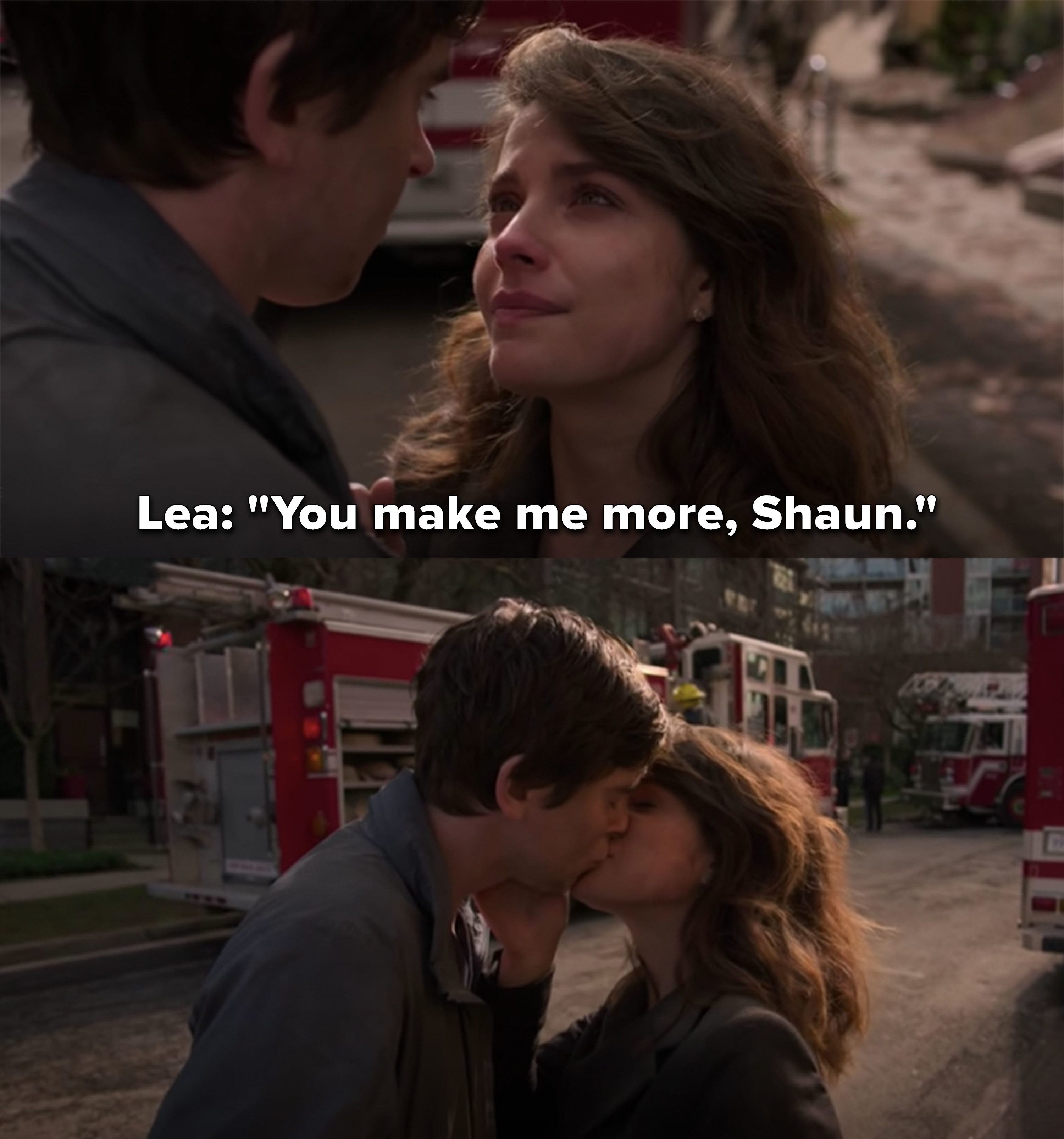 Lea and Shaun kiss