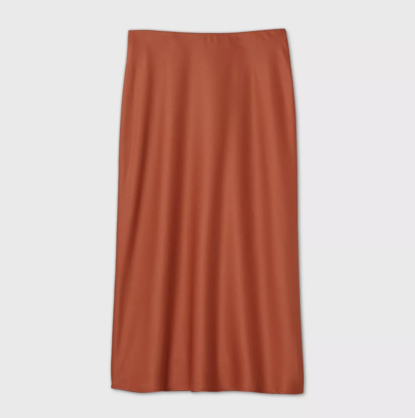 A burnt orange a-line midi skirt