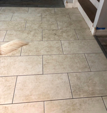 A reviewer's tile floor looking dirty 