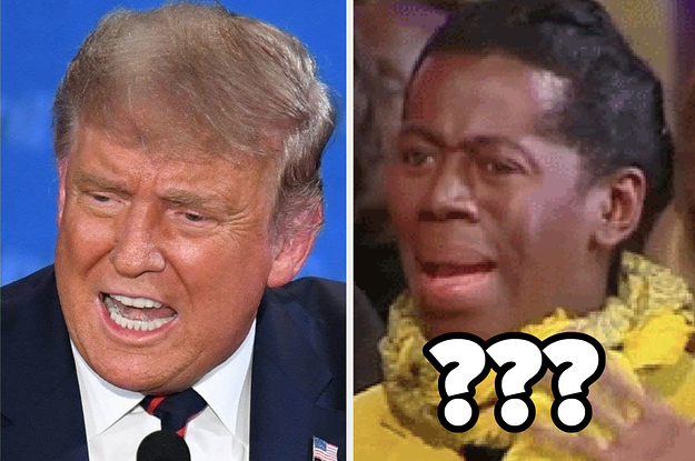 Donald Trump next to a confused face