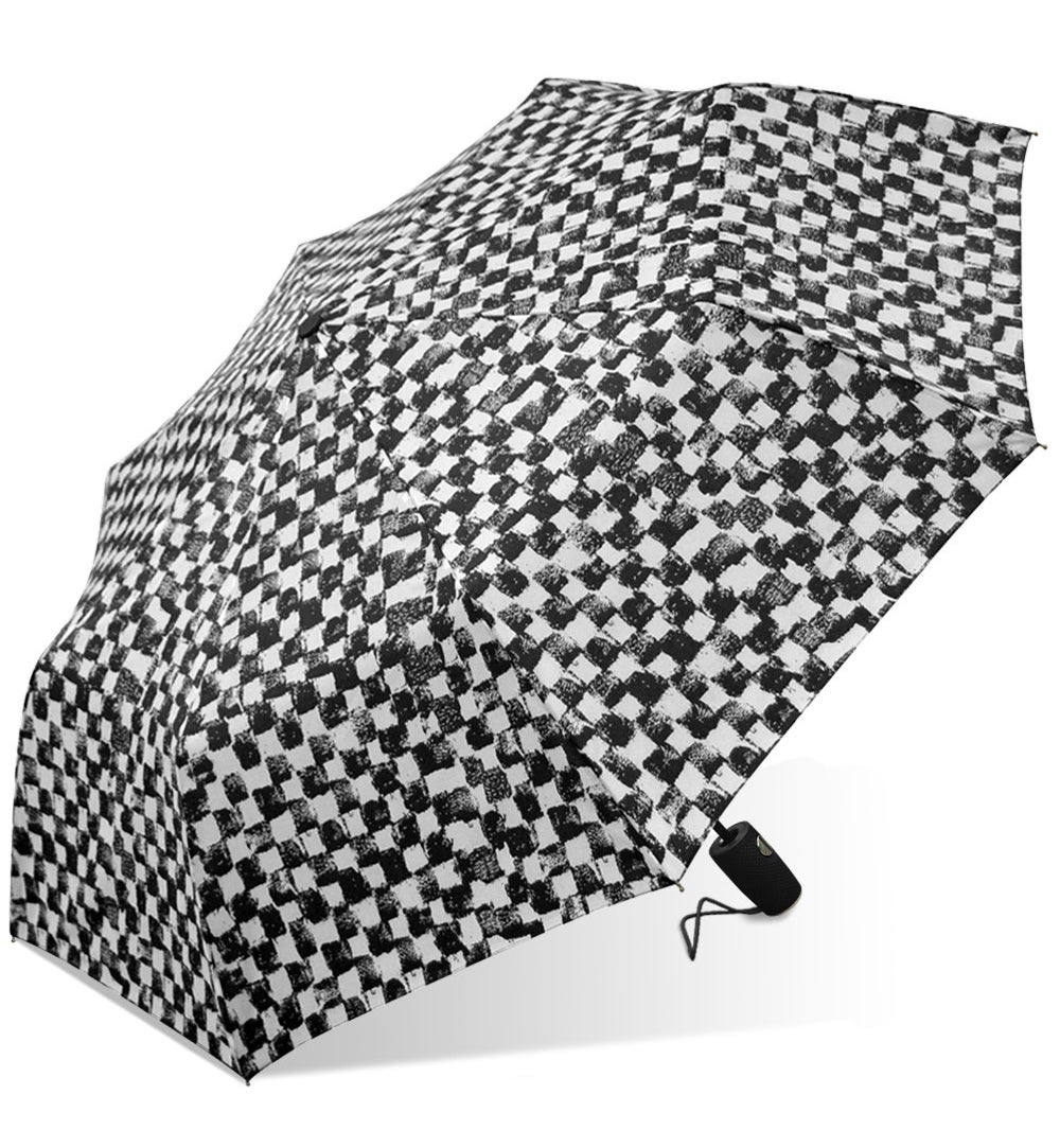black and white plaid umbrella