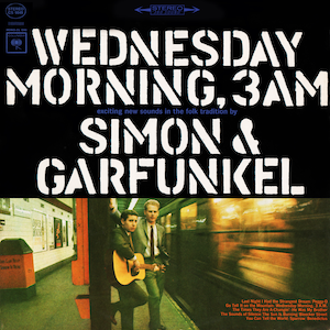 album cover of Wednesday Morning, 3 A.M. showing Simon and Garfunkel at a train platform