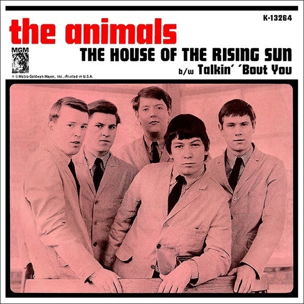 album cover of The Animals showing the band members standing in suits