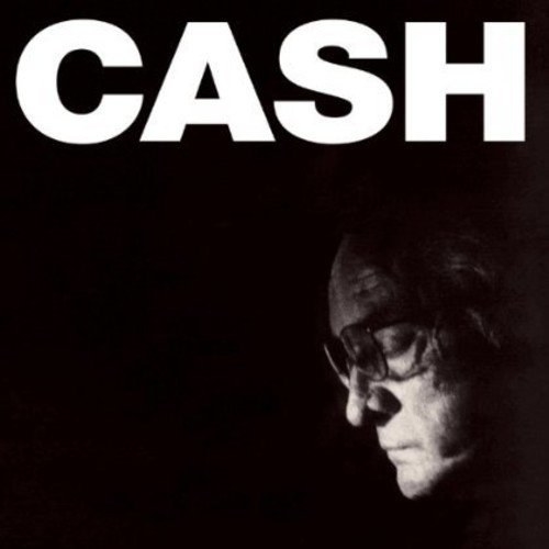 album cover of American IV: The Man Comes Around showing Johnny Cash&#x27;s profile in black and white