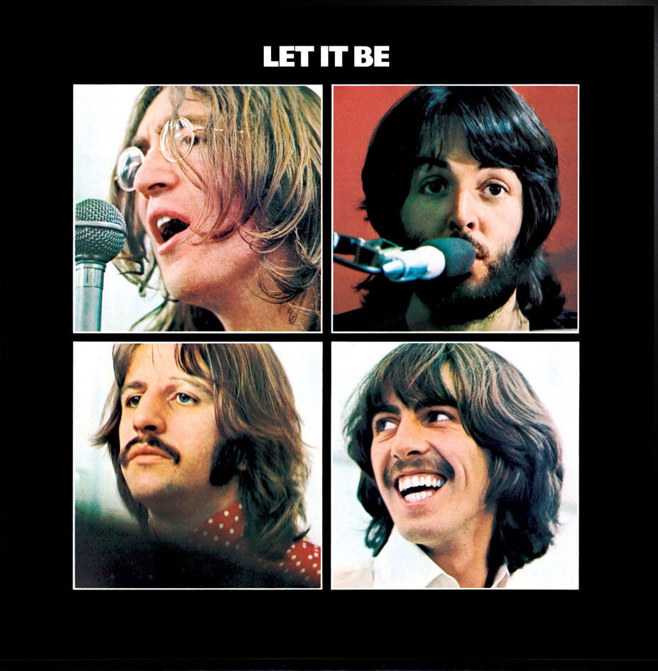 album cover of Let It Be showing headshots of all four Beatles in four squares