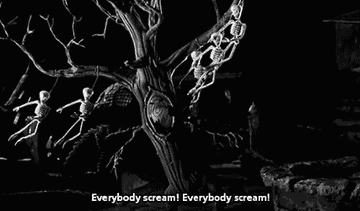 singing &quot;Everybody scream! Everybody scream!&quot; in &quot;This is Halloween&quot; from The Nightmare Before Christmas