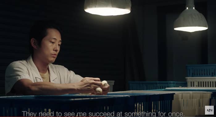 Steven Yeun as Jacob in the film Minari