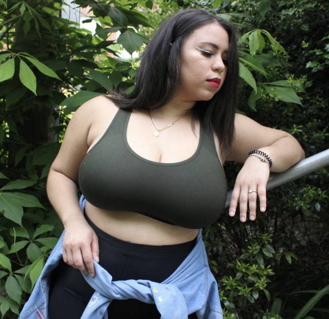 reviewer wearing achromatic bralette