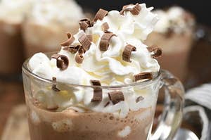 Hot chocolate with lots of whip cream 