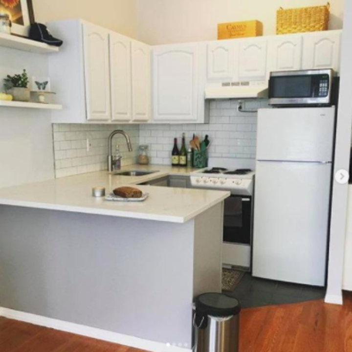 reviewer's after pic of white and gray kitchen