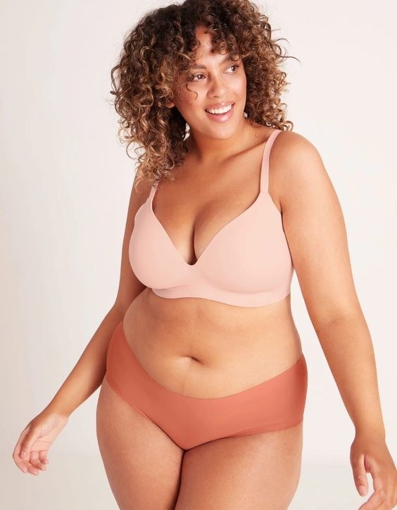 model wearing pink bra 