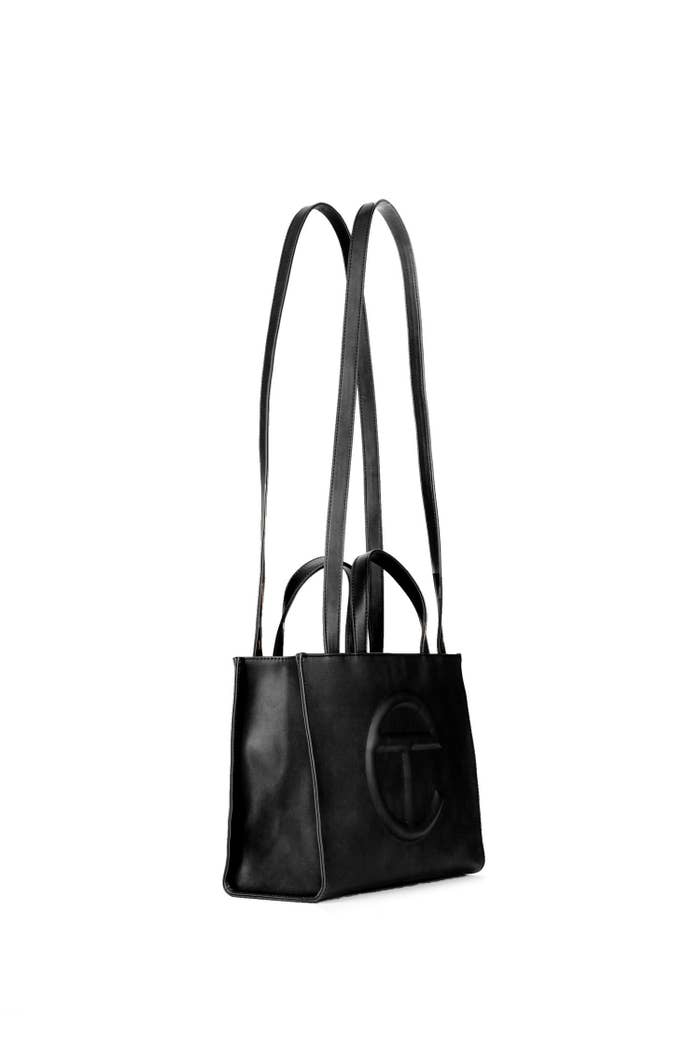 Teflar Black Medium Vegan Leather Shopping Bag
