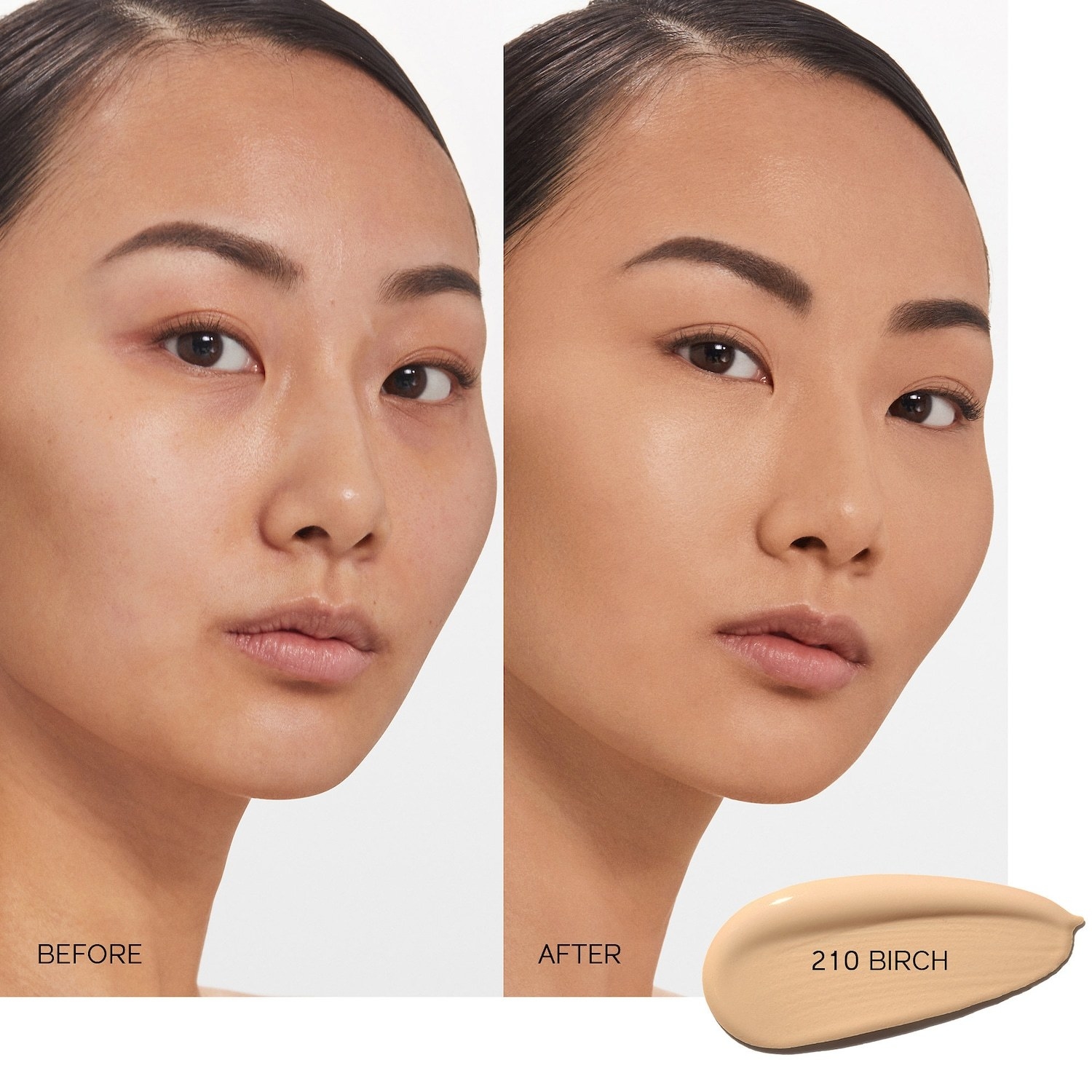 A model with minor discoloration / Same model with flawless skin