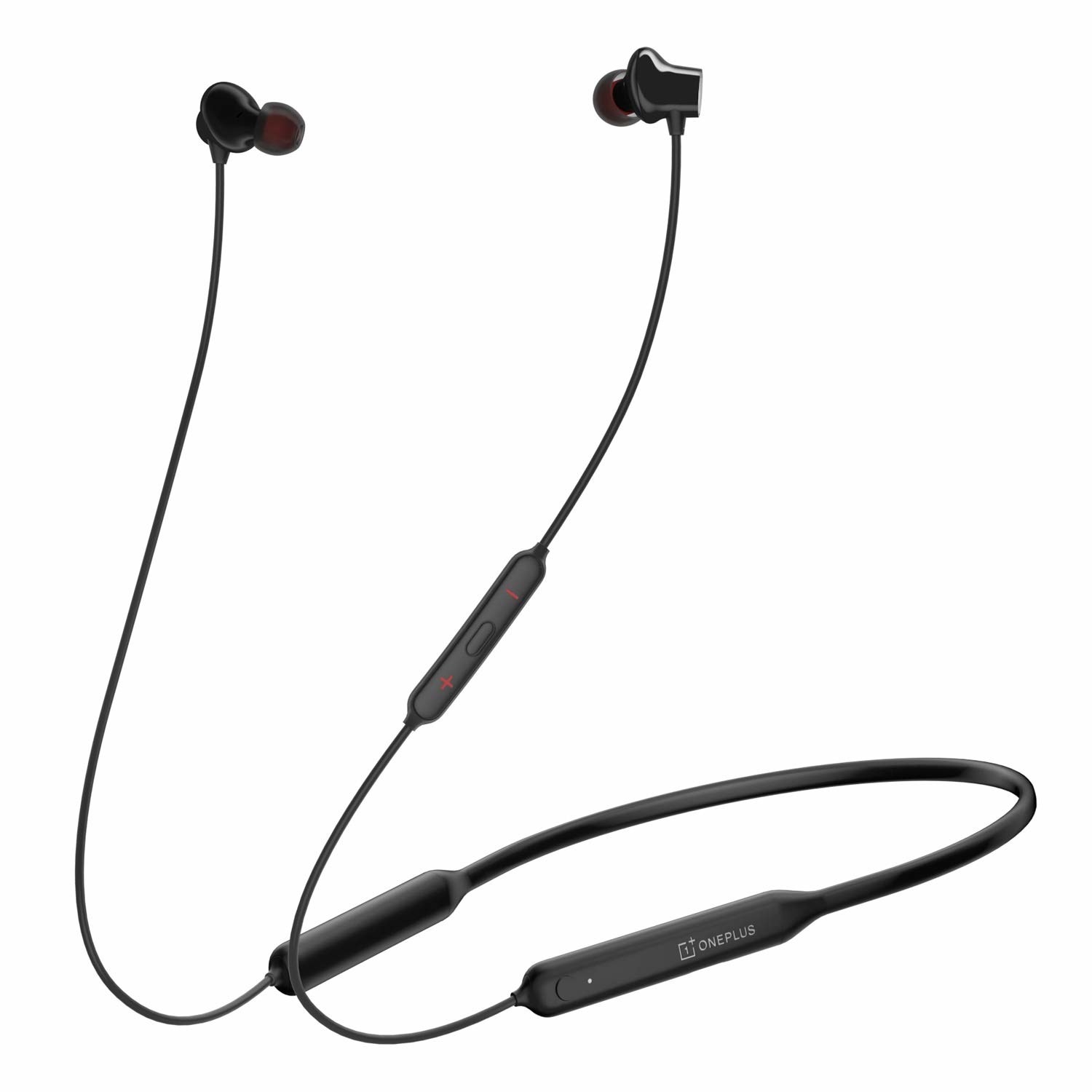 Black OnePlus Bullets wireless earphones