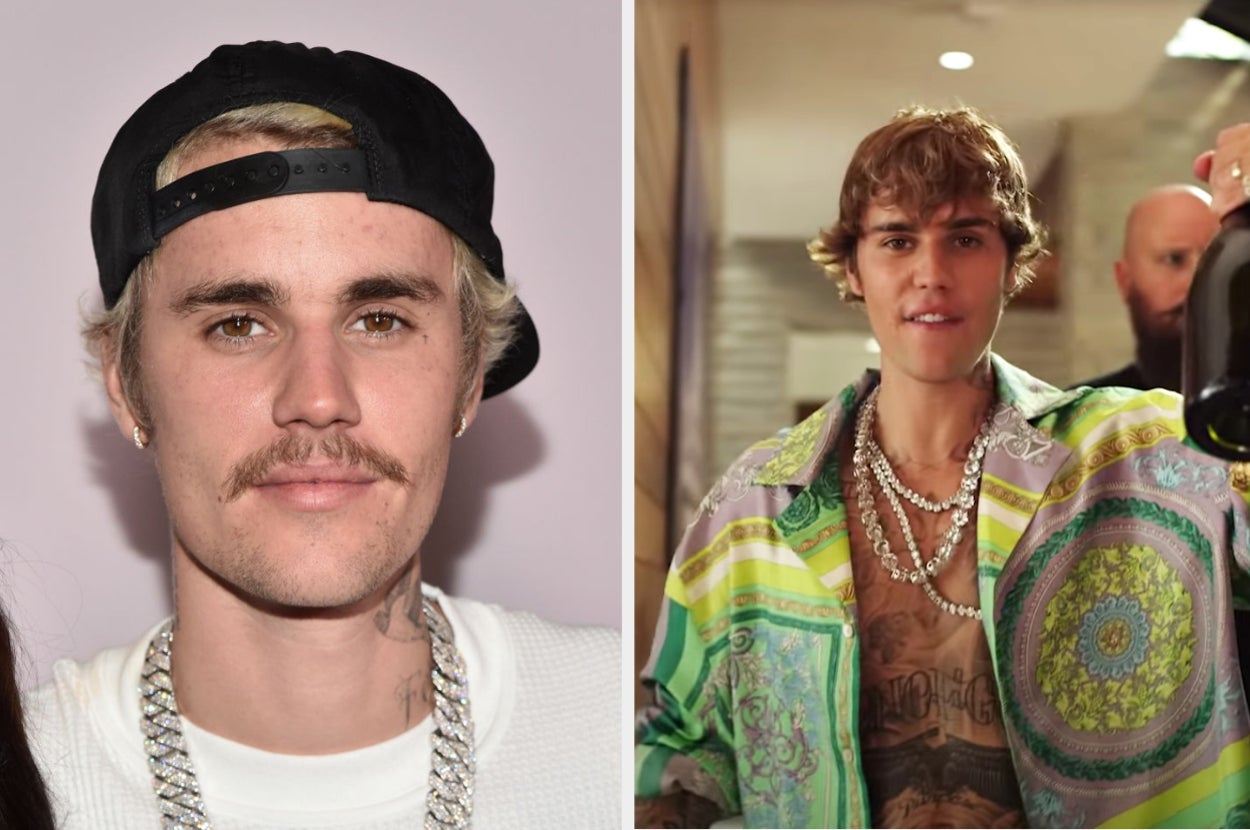 Justin Bieber on the red carpet next to his cameo in "Popstar"