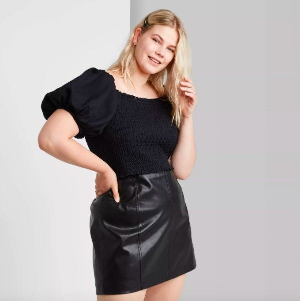 Model wearing the skirt