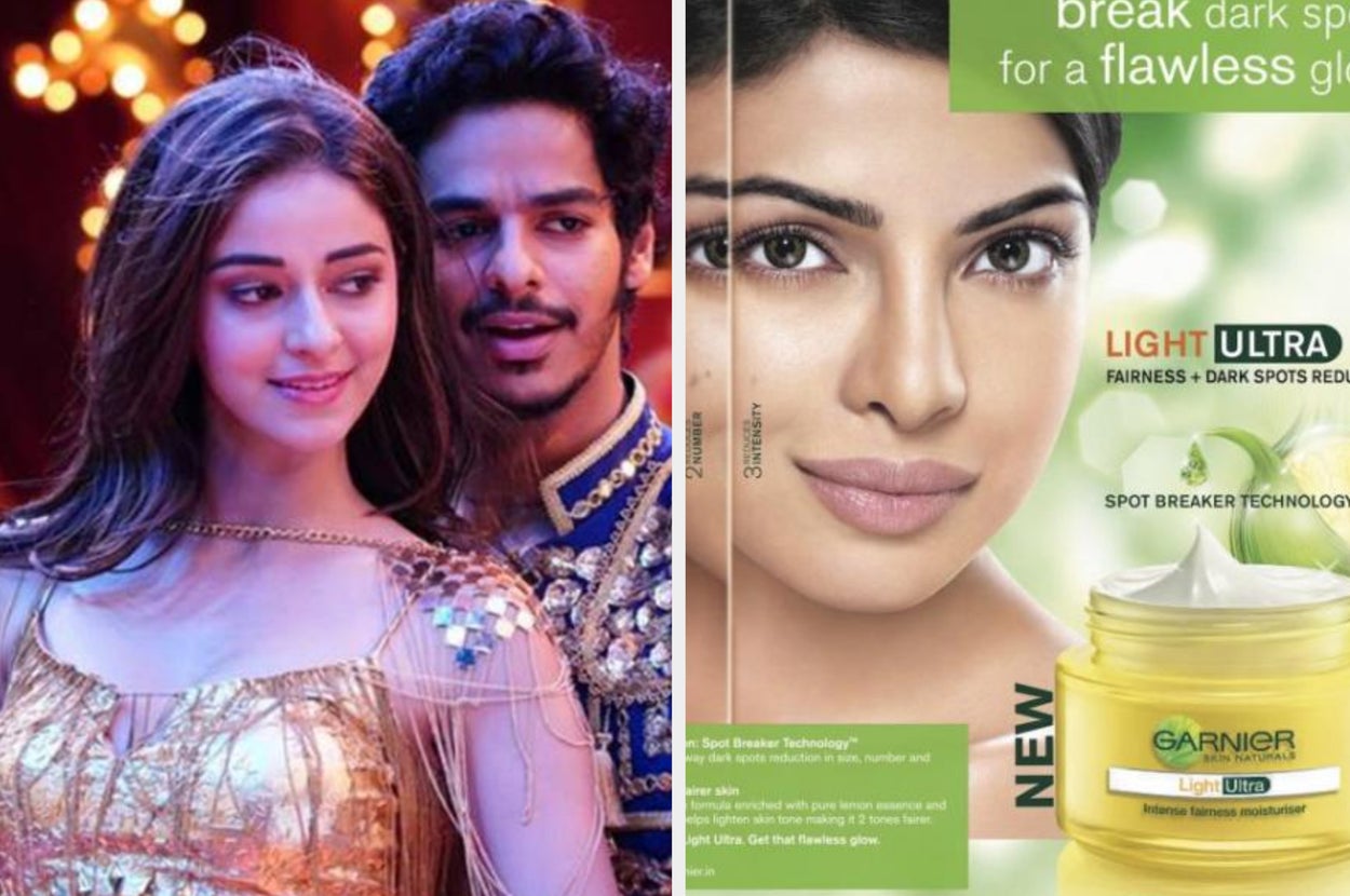 ananya panday ishaan and priyanka chopra in a still from khaali peeli and a garnier ad respectively