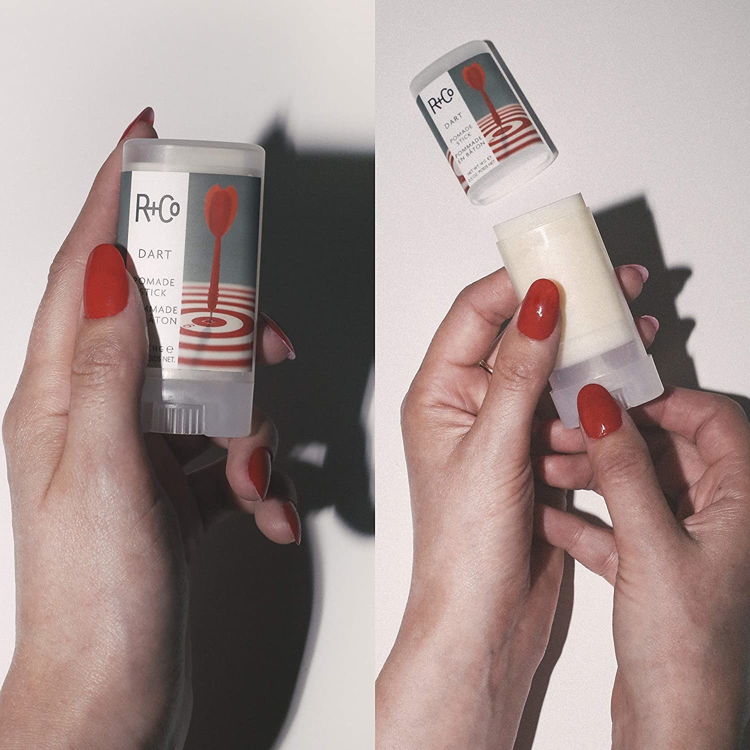 A person holding a pomade stick