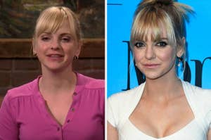Anna Faris as Christy in "Mom" / Anna Faris on a red carpet 