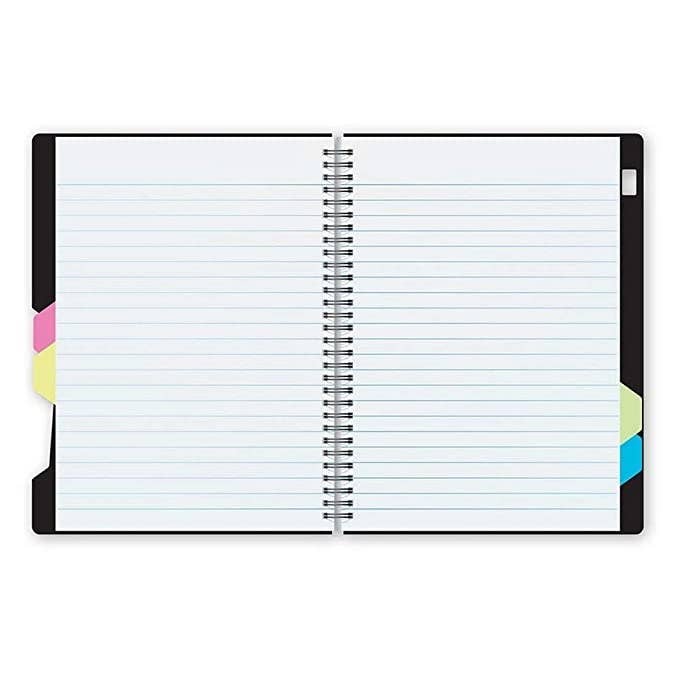 A white dukes notebook with subject dividers