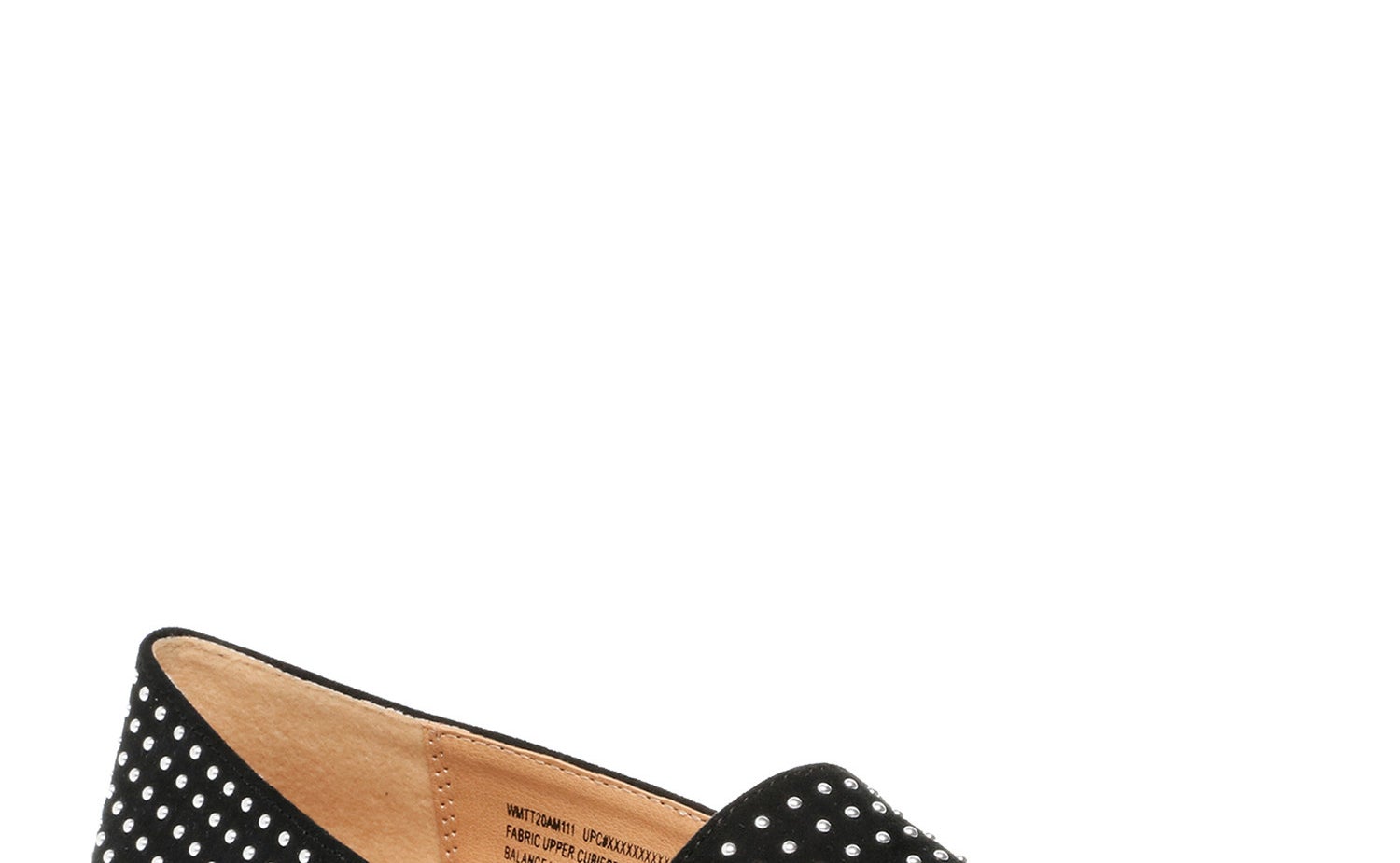 The black shoes with studded embellishments 