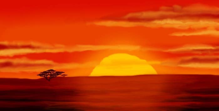 The opening intro scene from the Lion King cartoon