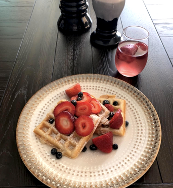 Reviewer image of waffles topped with berries